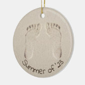 Barefoot Prints in Beach Sand Keramik Ornament (Links)