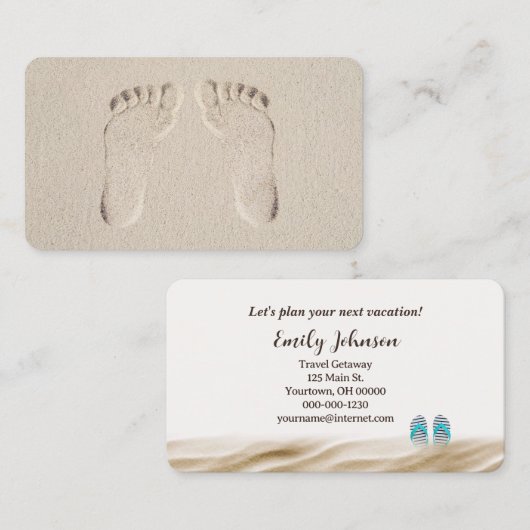 Barefoot Prints in Beach Sand Visitenkarte (Vorne/Hinten)