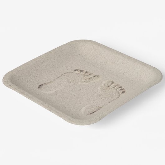 Barefoot Prints in Sand Pappteller (Gewinkelt)