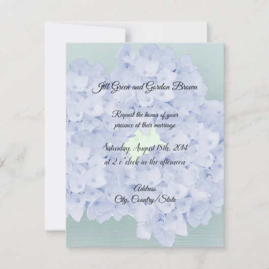 Barely Blue Hydrangea Wedding Einladung (Vorderseite)