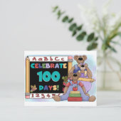 Bären 100 Schultage Postkarte (Stehend Vorderseite)