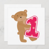 Bären 1. Geburtstag T - Shirt und Geschenke Einladung (Vorne/Hinten)