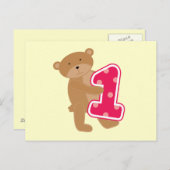 Bären 1. Geburtstag T - Shirt und Geschenke Postkarte (Vorne/Hinten)