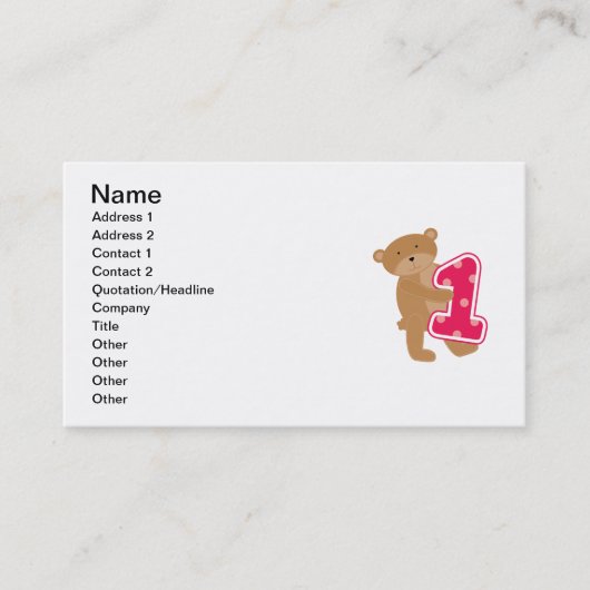 Bären 1. Geburtstag T - Shirt und Geschenke Visitenkarte (Vorderseite)