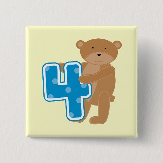 Bären 4. Geburtstag - Hemden und Geschenke Button (Vorderseite)