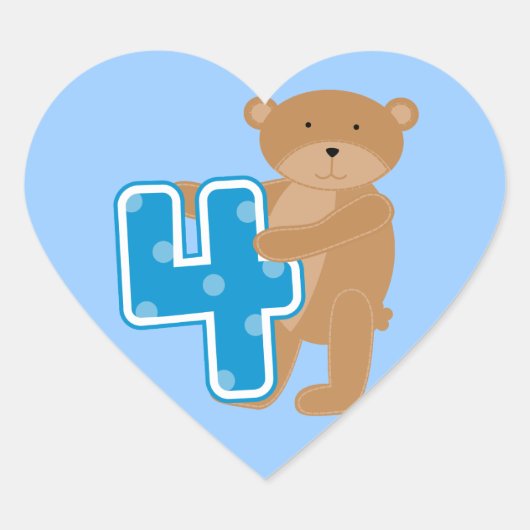 Bären 4. Geburtstag - Hemden und Geschenke Herz-Aufkleber (Vorderseite)