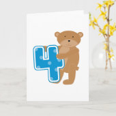 Bären 4. Geburtstag - Hemden und Geschenke Karte (Gelbe Blume)