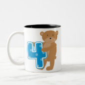 Bären 4. Geburtstag - Hemden und Geschenke Zweifarbige Tasse (Links)
