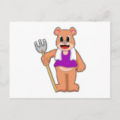 Bären als Bauer mit Rake Postkarte (Vorderseite)