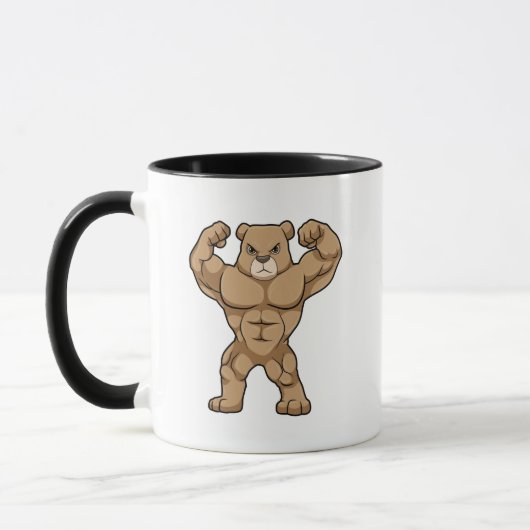 Bären als Bodybuilder mit großen Muskeln Tasse (Links)