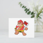 Bären als Feuerwehrmann mit Ax Postkarte (Stehend Vorderseite)