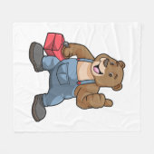 Bären als Handwerker mit Werkzeugkasten Fleecedecke (Vorderseite (Horizontal))