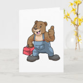 Bären als Handwerker mit Werkzeugkasten Karte (Gelbe Blume)