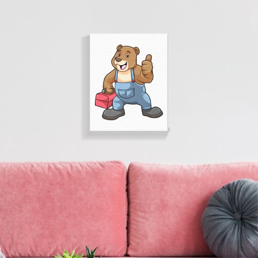 Bären als Handwerker mit Werkzeugkasten Leinwanddruck (Insitu (Wohnzimmer))