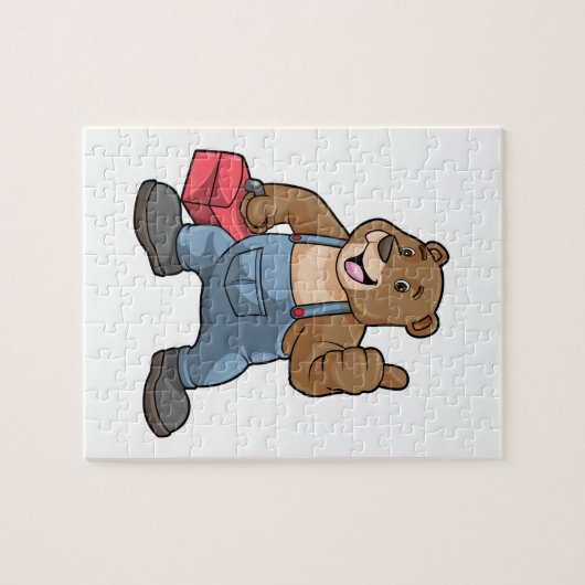 Bären als Handwerker mit Werkzeugkasten Puzzle (Horizontal)
