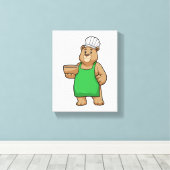 Bären als Koch mit Kochen Schürze & Bowl Leinwanddruck (Insitu (Holzboden))
