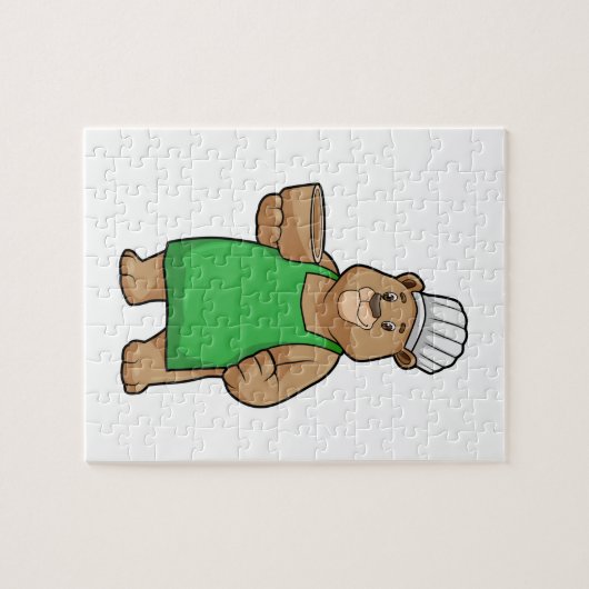 Bären als Koch mit Kochen Schürze & Bowl Puzzle (Horizontal)