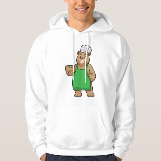 Bären als Koch mit Kochen Schürze & Holzschüssel Hoodie (Vorderseite)