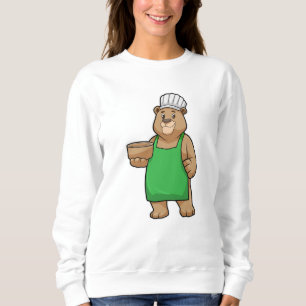 Bären als Koch mit Kochen Schürze & Holzschüssel Sweatshirt