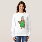 Bären als Koch mit Kochen Schürze & Holzschüssel Sweatshirt (Vorne ganz)