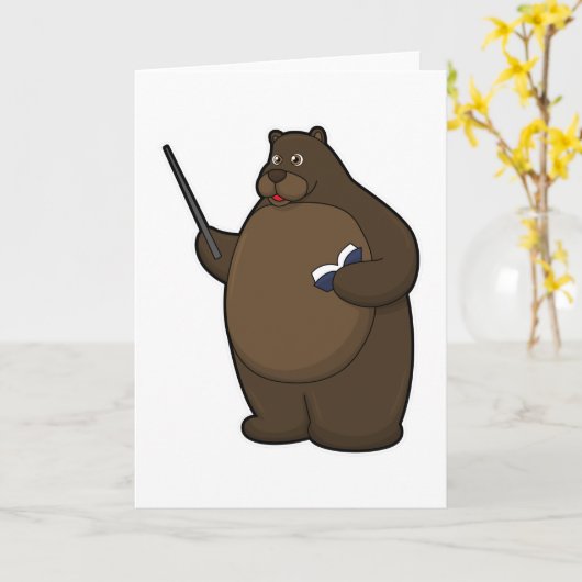 Bären als Lehrer mit Buch & Pointer Karte (Gelbe Blume)