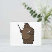 Bären als Lehrer mit Buch & Pointer Postkarte (Stehend Vorderseite)