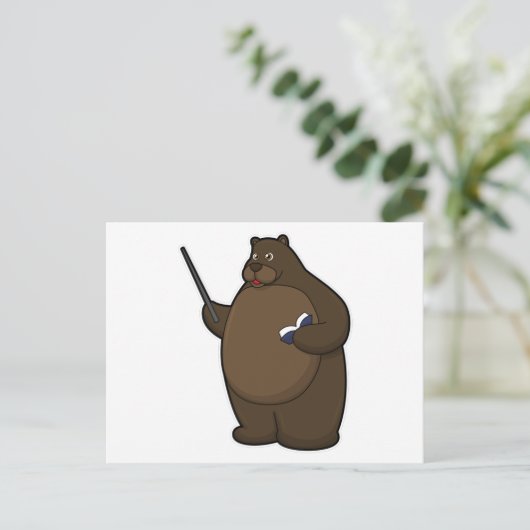 Bären als Lehrer mit Buch & Pointer Postkarte (Stehend Vorderseite)