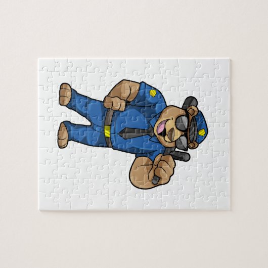 Bären als Polizeibeamter mit Baton Puzzle (Horizontal)