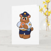 Bären als Polizeibeamter mit Polizeiuniform & Donu Karte (Gelbe Blume)
