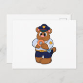 Bären als Polizeibeamter mit Polizeiuniform & Donu Postkarte (Vorne/Hinten)