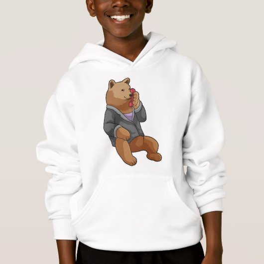 Bären als Sekretär mit Telefon Hoodie (Vorderseite)