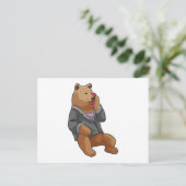 Bären als Sekretär mit Telefon Postkarte (Stehend Vorderseite)