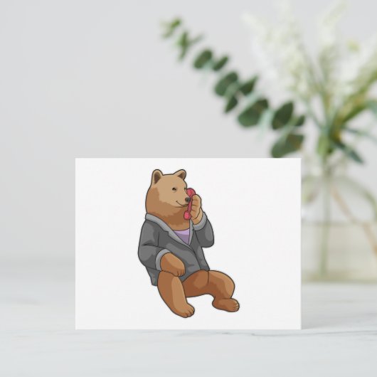 Bären als Sekretär mit Telefon Postkarte (Stehend Vorderseite)