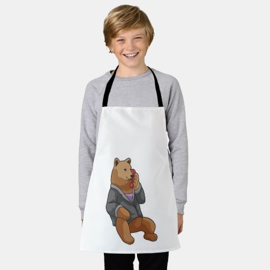 Bären als Sekretär mit Telefon Schürze (Getragen)