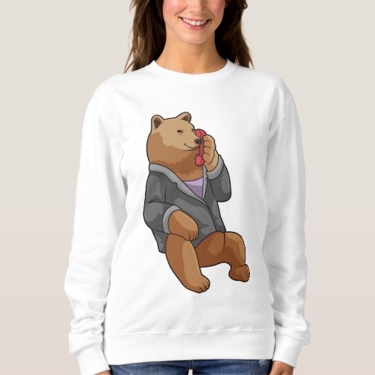 Bären als Sekretär mit Telefon Sweatshirt (Vorderseite)