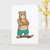 Bären als Skater mit Skateboard Karte (Gelbe Blume)