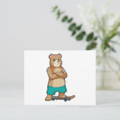 Bären als Skater mit Skateboard Postkarte (Stehend Vorderseite)
