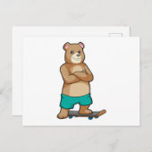 Bären als Skater mit Skateboard Postkarte (Vorne/Hinten)