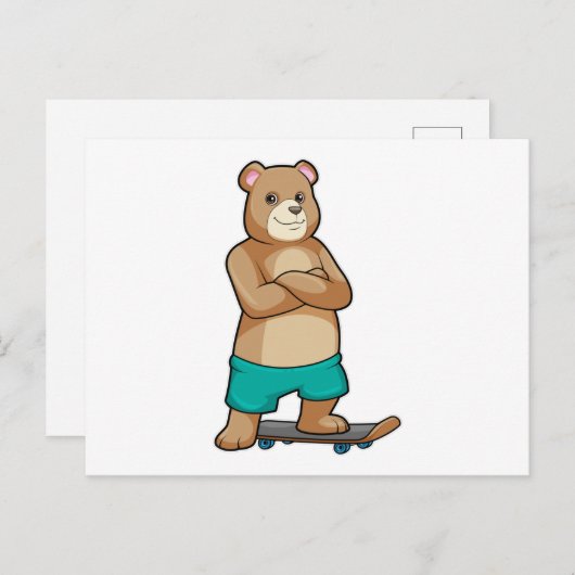 Bären als Skater mit Skateboard Postkarte (Vorne/Hinten)