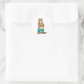 Bären als Skater mit Skateboard Runder Aufkleber (Tasche)