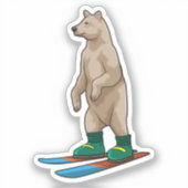 Bären als Skifahrer mit Ski Aufkleber (Vorderseite)
