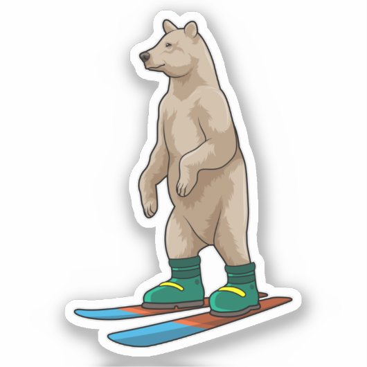 Bären als Skifahrer mit Ski Aufkleber (Vorderseite)