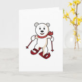 Bären als Skifahrer mit Skiern und Skistöcken Karte (Gelbe Blume)