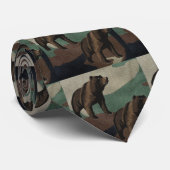 Bären auf Camouflage Print Necktie Krawatte (Gerollt)