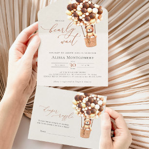 Bären-Ballon-Baby-Party Alles-in-einer-Einladung All In One Einladung