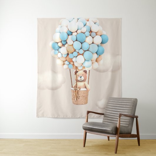 Bären Ballons Blau Virtueller Hintergrund für Foto Wandteppich (Beispiel)