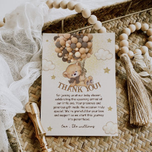 Bären Ballons Braun Neutral Boho Babyparty Dankeskarte