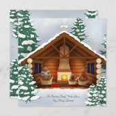 Bären bei Zuhause Cosy Woodland Personalisiert Squ Mitteilungskarte (Vorne/Hinten)