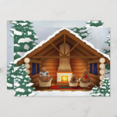 Bären bei Zuhause Gemütliches Blockhaus Personalis Einladung (Vorne/Hinten)