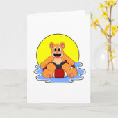 Bären beim Schwimmen mit Swim-Ring Karte (Gelbe Blume)